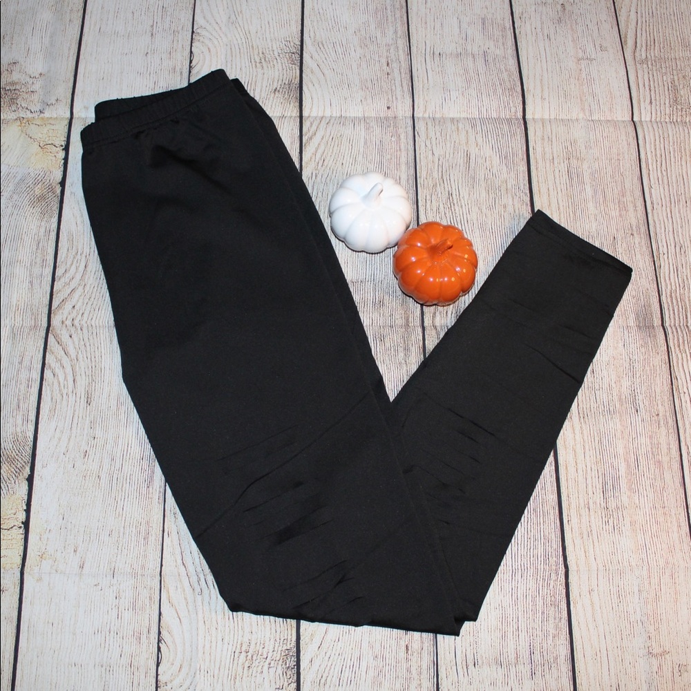 Black distressed leggings